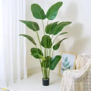 Artificial Banana Plant with Matte Leaves – 4.5ft & 5.5ft Indoor Decorative Plant with Black Pot